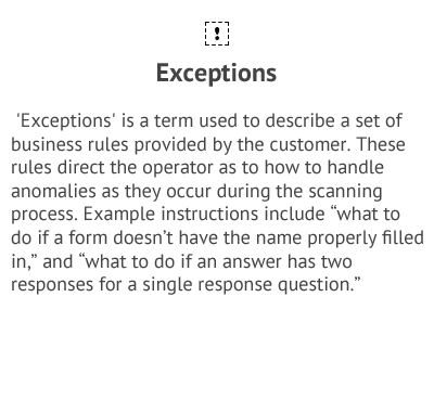 Exceptions - Data Collection Services